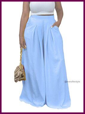 High Waisted Wide Leg Palazzo Pants with Pockets
